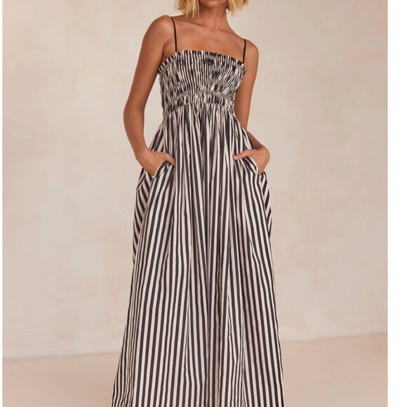 Striped Black and White Maxi Dress - Picture 6 of 10